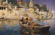 Edwin Lord Weeks The Last Voyage-A Souvenir of the Ganges, Benares. Sweden oil painting artist